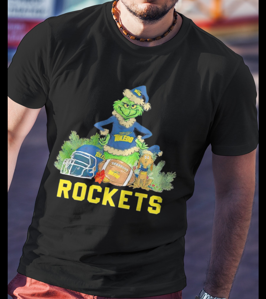 Grinch Toledo Rockets Christmas Football Festive Spirit T-Shirt