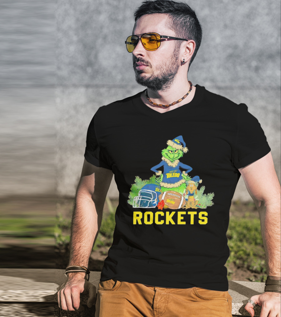 Grinch Toledo Rockets Christmas Football Festive Spirit T-Shirt