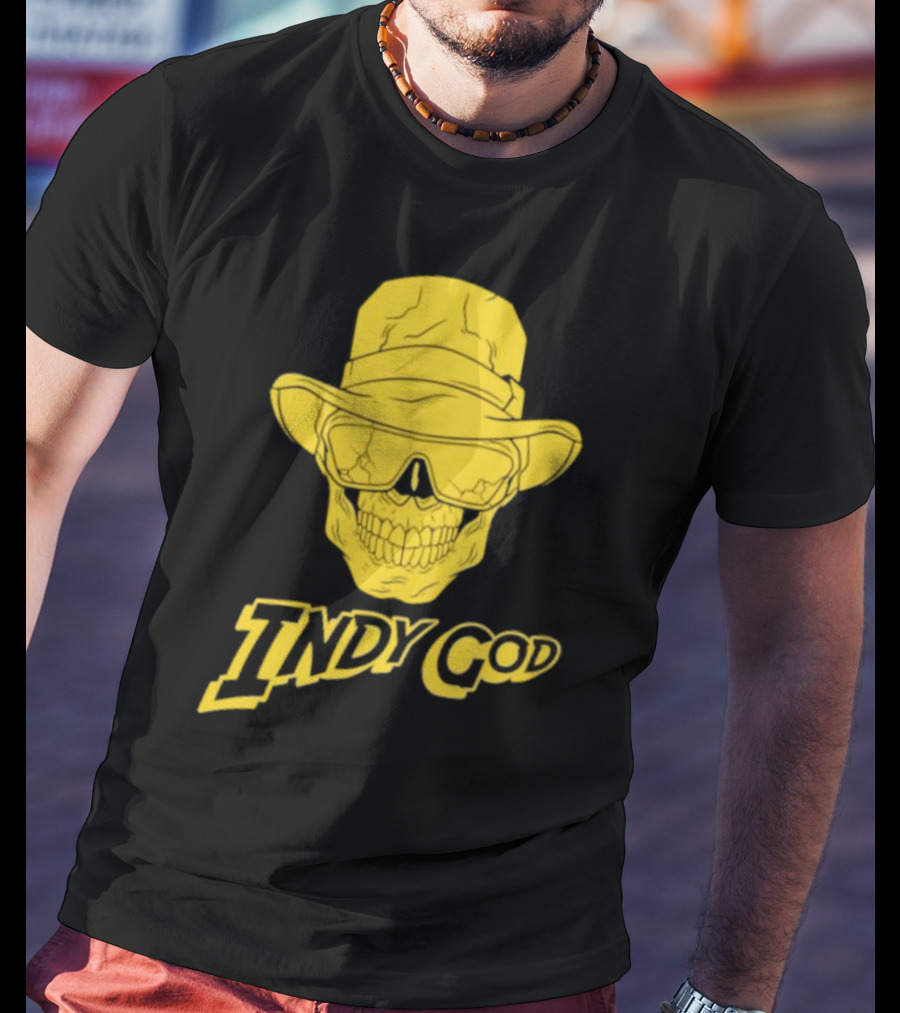 Matt Cardona Indy God Gold Skull With Hat And Sunglasses T-Shirt