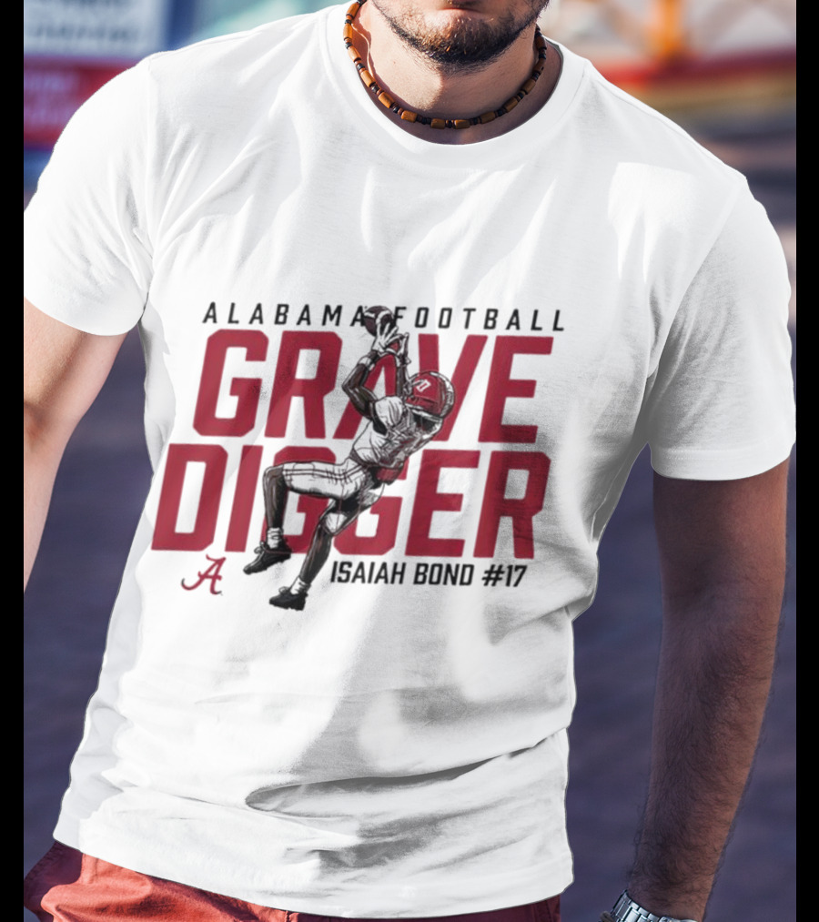 Alabama Football Grave Digger Isaiah Bond #17 T-Shirt