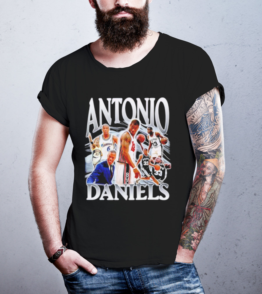 Antonio Daniels Retro NBA Basketball Collage Spurs Sonics Bucks Vintage T-Shirt