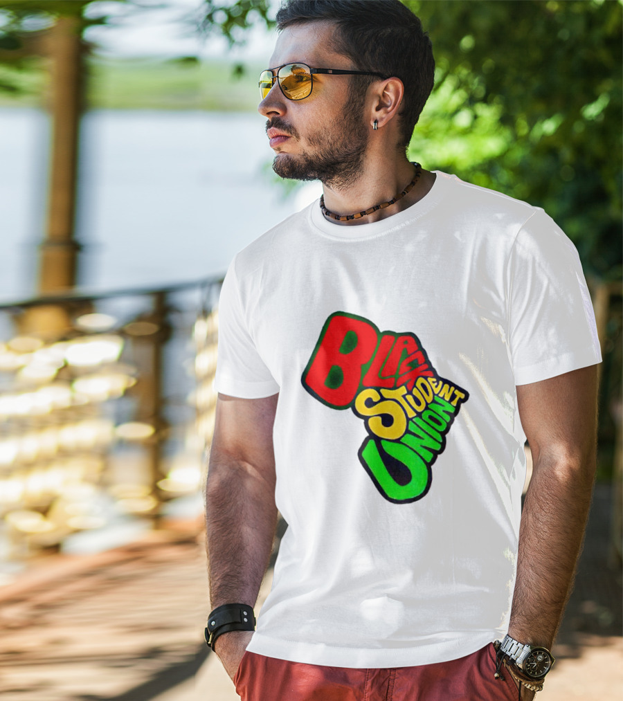 Black Student Union Red Yellow Green Text T-Shirt