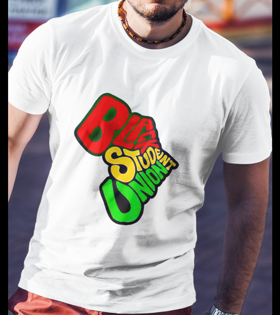 Black Student Union Red Yellow Green Text T-Shirt
