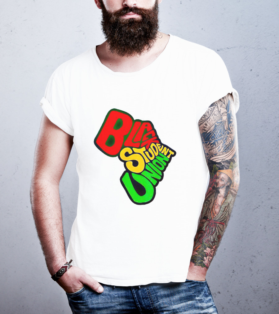Black Student Union Red Yellow Green Text T-Shirt