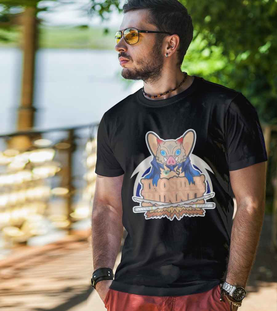 Bunnii Gang Inosuke Bunnii Masked Figure With Dual Swords T-Shirt
