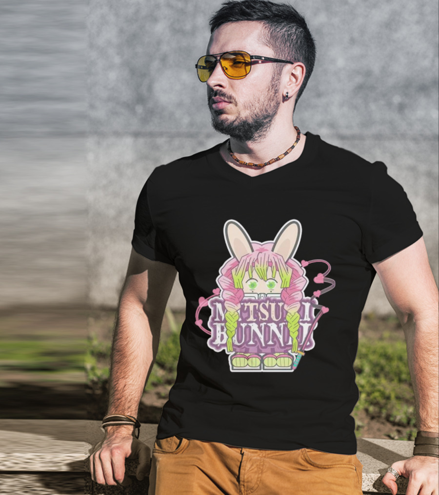 Bunnii Gang Mitsuri Bunnii Cute Pastel Character With Bunny Ears And Heart Details T-Shirt