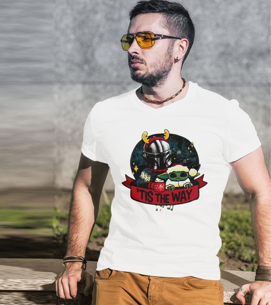 Darth Vader Baby Yoda Mandalorian Tis The Way Christmas T-Shirt