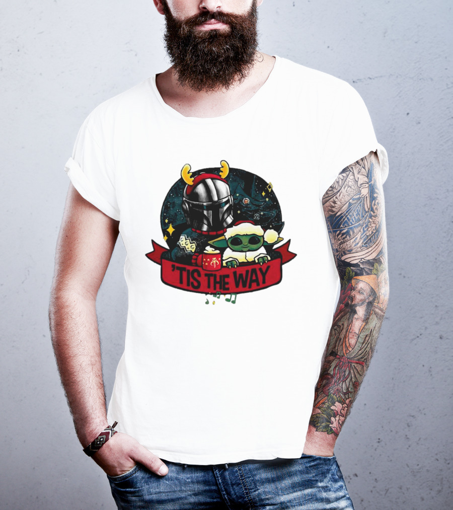 Darth Vader Baby Yoda Mandalorian Tis The Way Christmas T-Shirt