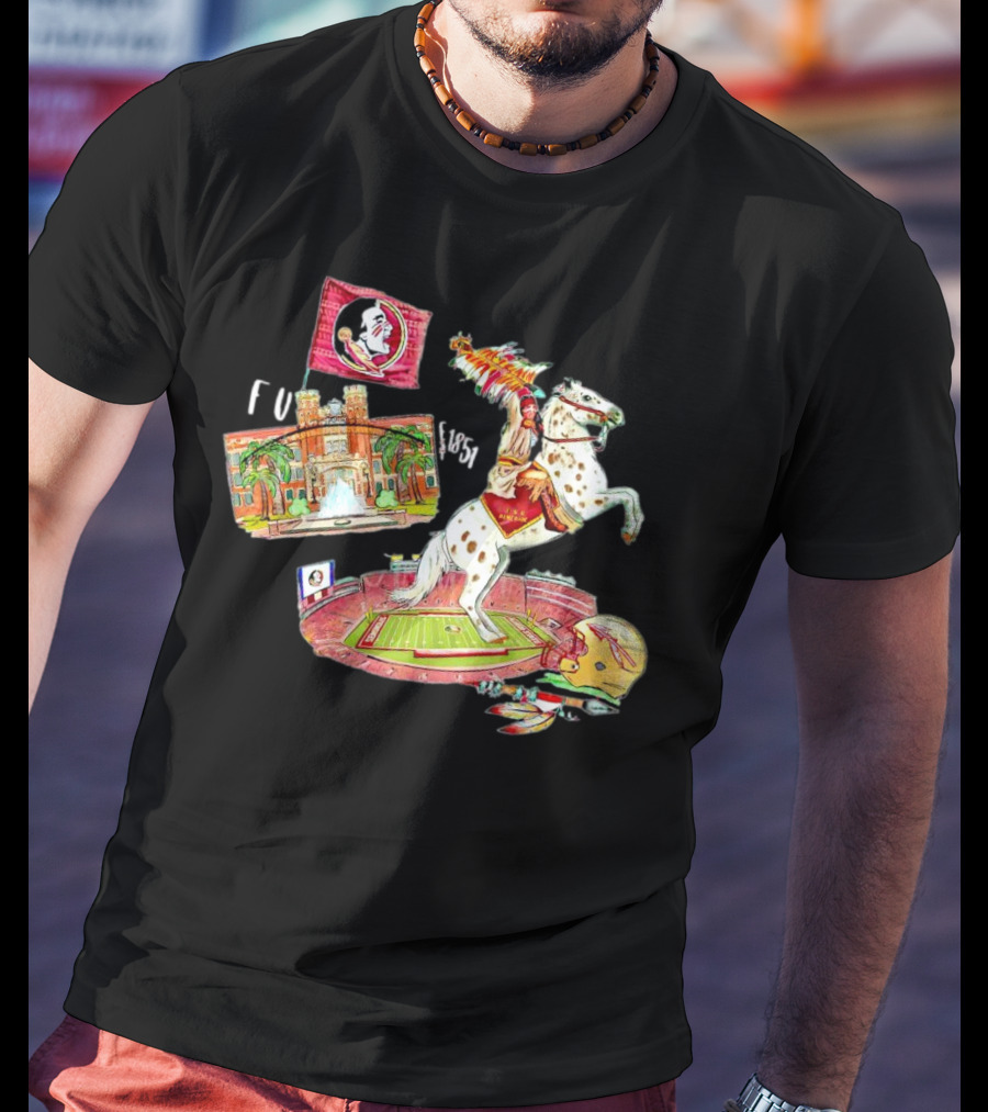 FSU Florida State Seminoles Symbols Chief Osceola Spear Football Stadium Helmet 1851 T-Shirt