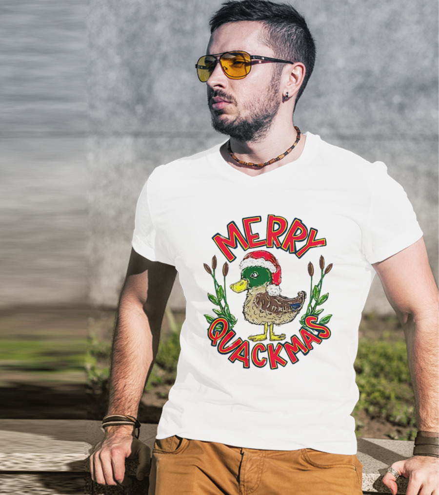 Merry Quackmas Christmas Santa Hat Duck Festive Holiday T-Shirt