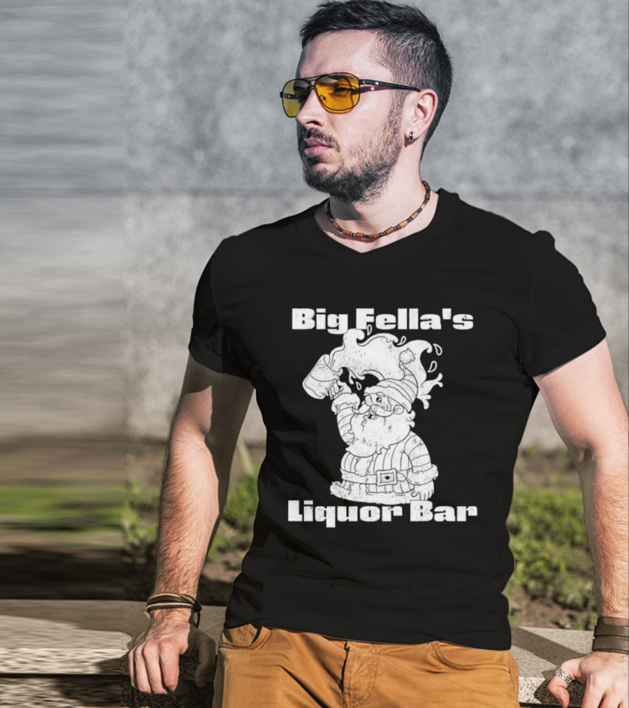 Big Fella's Liquor Bar Holiday Santa Festivity T-Shirt