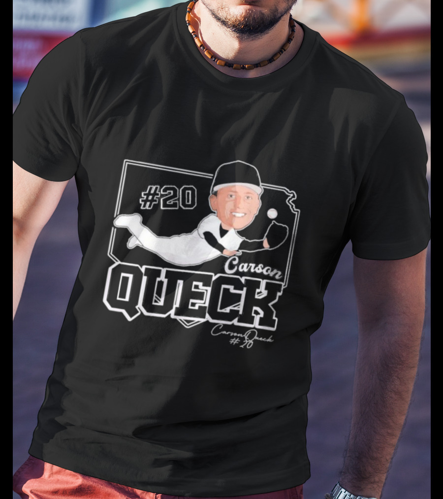 Carson Queck #20 Baseball Player Caricature T-Shirt