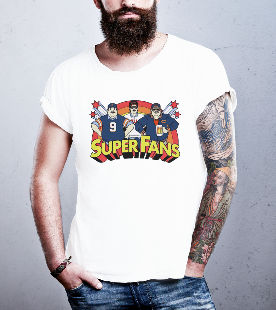 Chicago Bears Super Fans Three Illustrated Characters In Jerseys T-Shirt