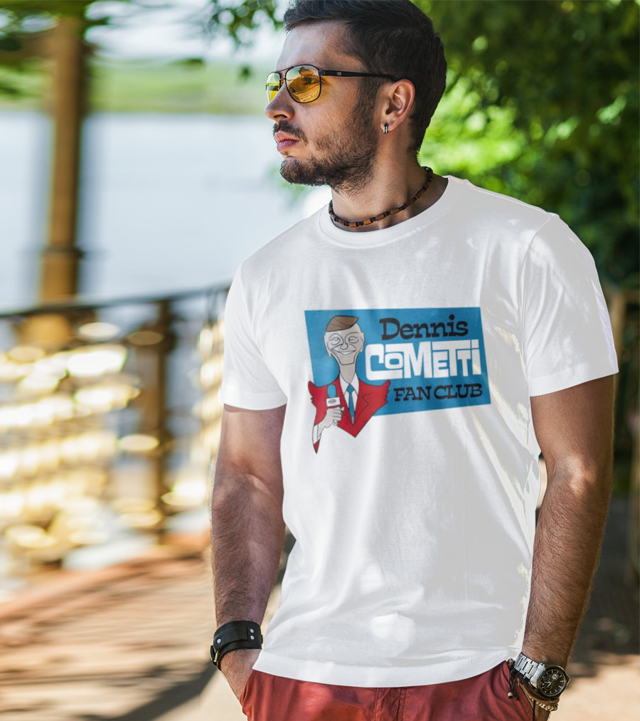 Dennis Cometti Fan Club Cartoon Broadcaster With Microphone T-Shirt