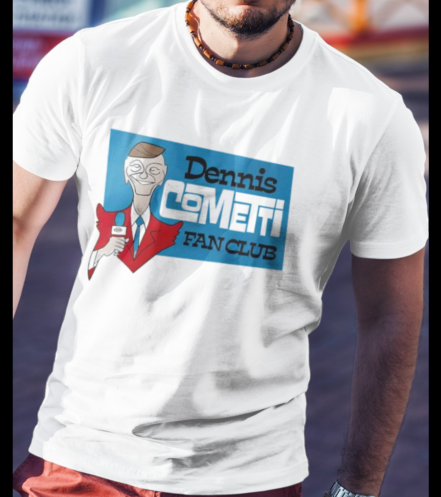 Dennis Cometti Fan Club Cartoon Broadcaster With Microphone T-Shirt