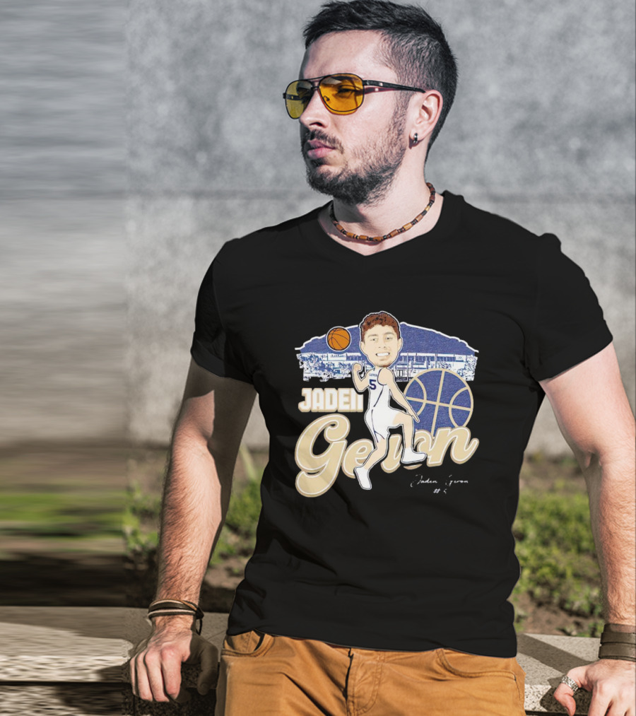 Jaden Geron Montana State Bobcats Basketball Caricature Stadium Scene With Signature T-Shirt