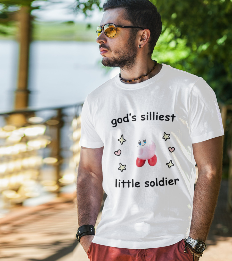 God's Silliest Little Soldier Kirby Stars And Hearts T-Shirt