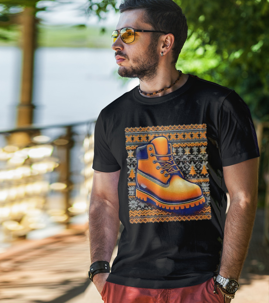 New York Knicks Timbmas Timberland Boot Ugly Christmas T-Shirt