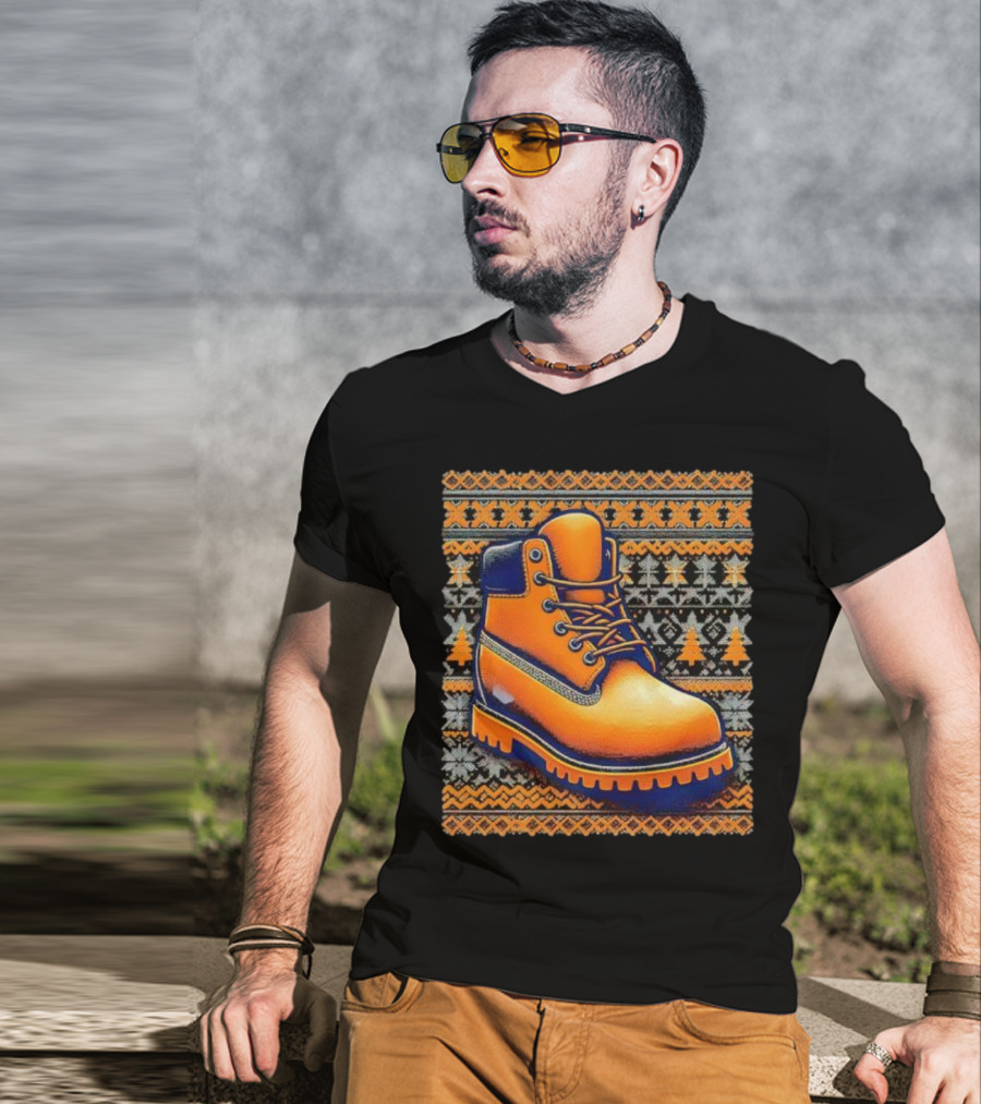 New York Knicks Timbmas Timberland Boot Ugly Christmas T-Shirt