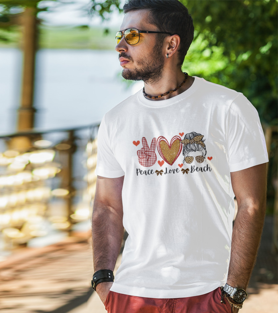 Peace Love Beach Heart Shades Bandana Vibes T-Shirt
