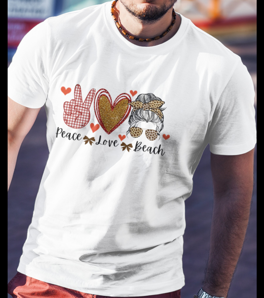 Peace Love Beach Heart Shades Bandana Vibes T-Shirt