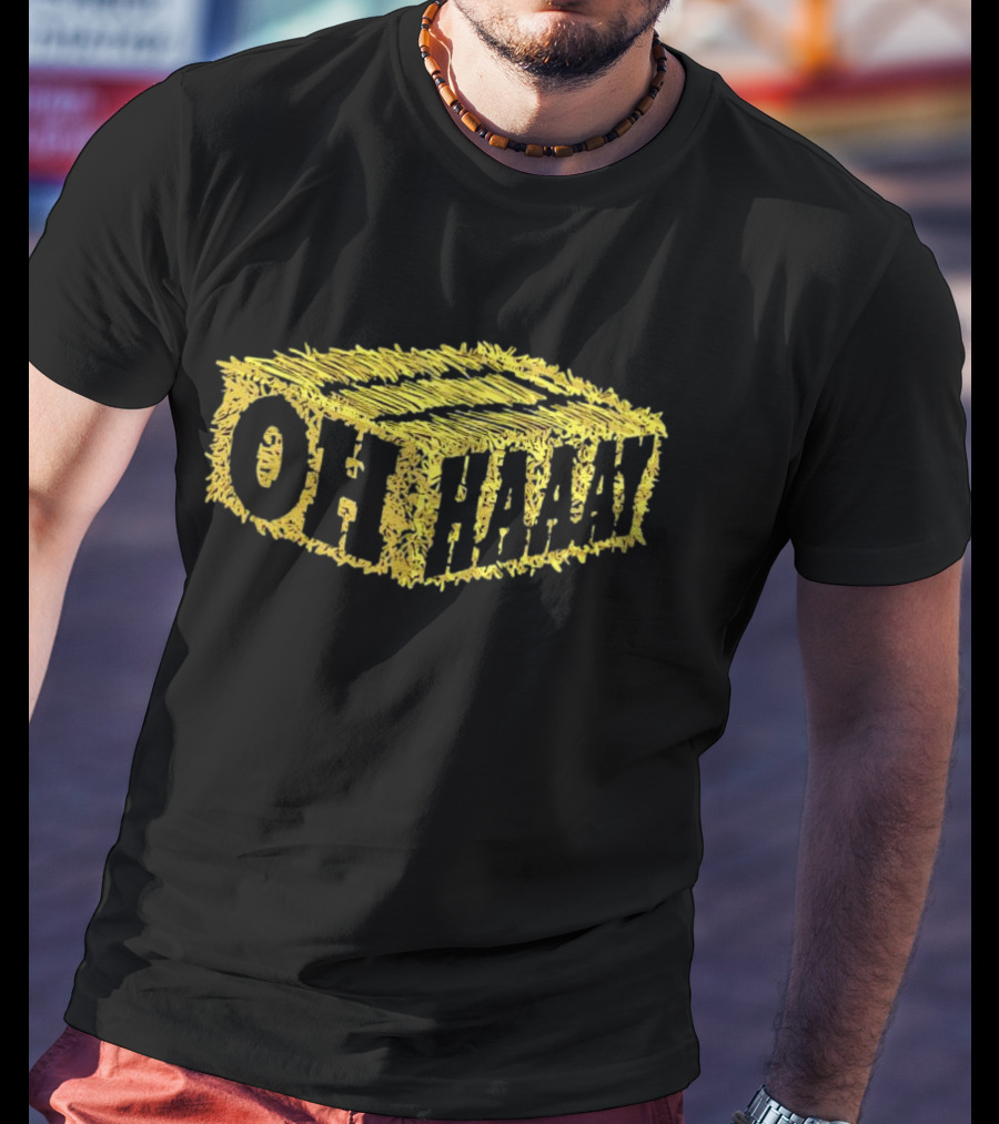 Oh Haaay Straw Iconic Yellow Hay Block Humor T-Shirt