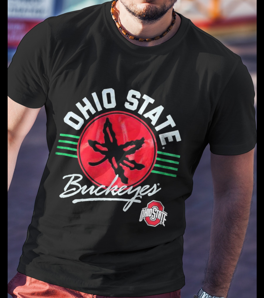 Ohio State Buckeyes Leaf Logo Red Circle Emblem Mark T-Shirt
