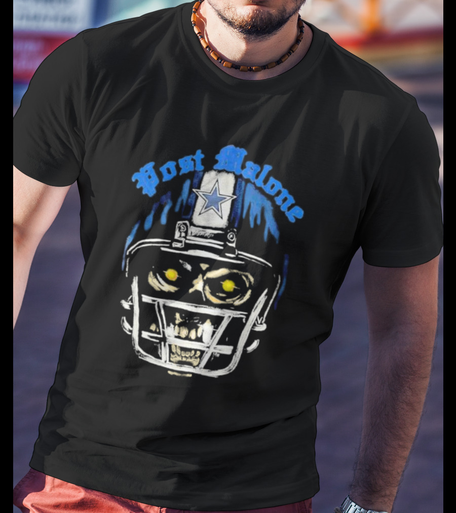 Post Malone Dallas Cowboys Skull Helmet T-Shirt