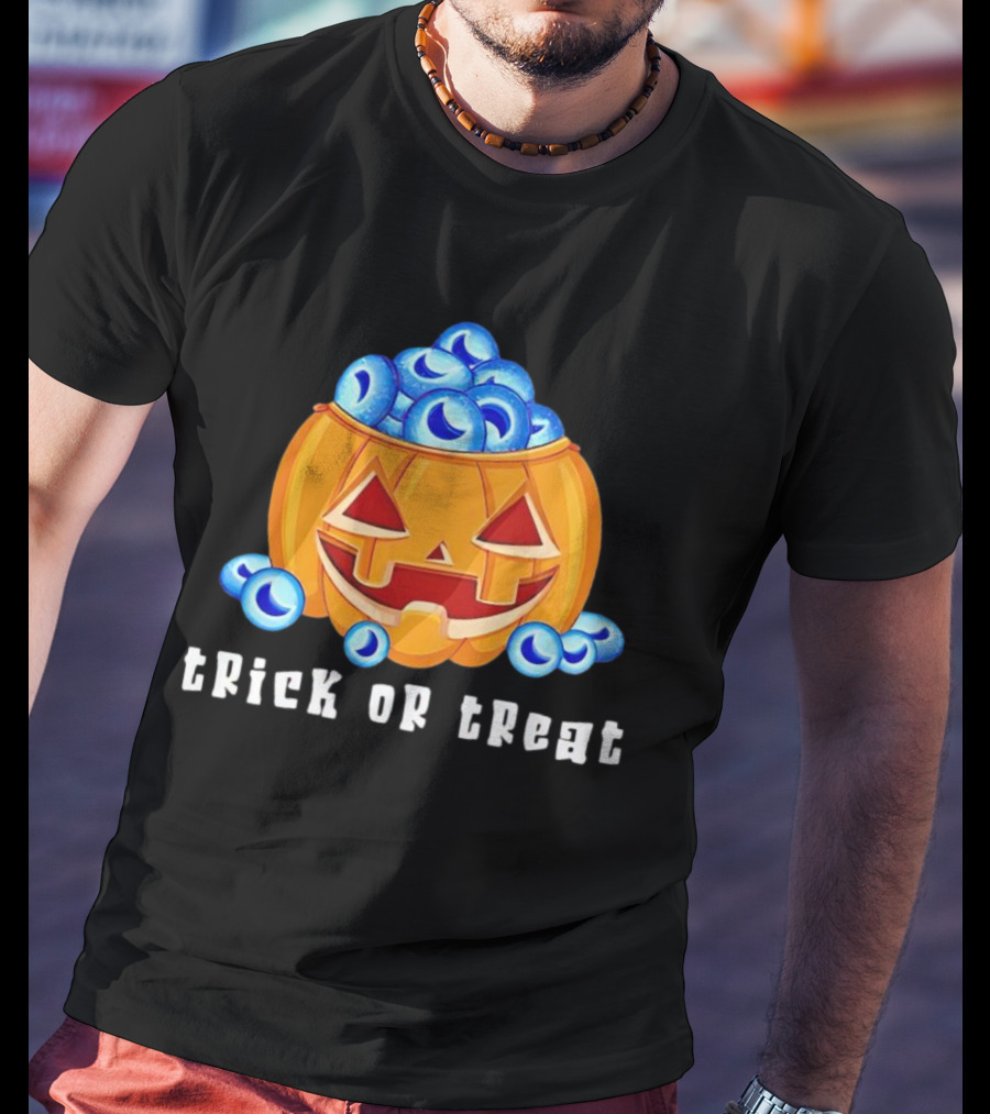Trick Or Treat Pumpkin With Blue Eyeballs T-Shirt