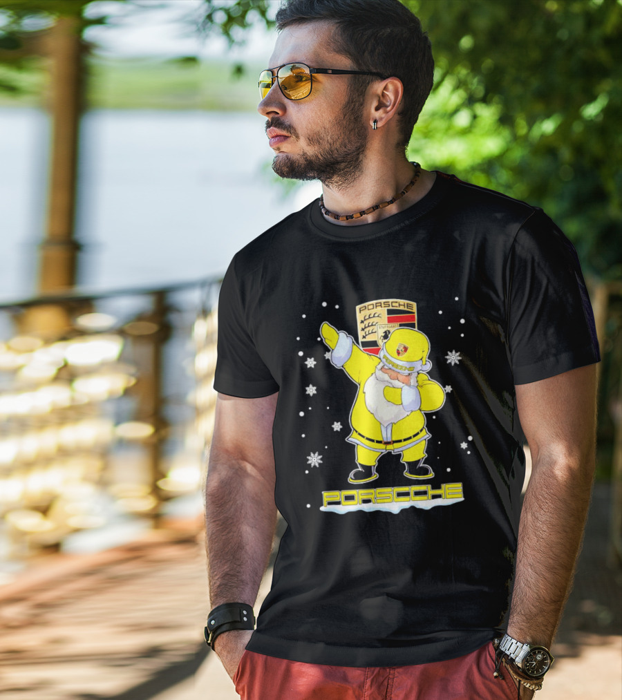Porsche Santa Claus Dabbing Christmas Snowflakes T-Shirt
