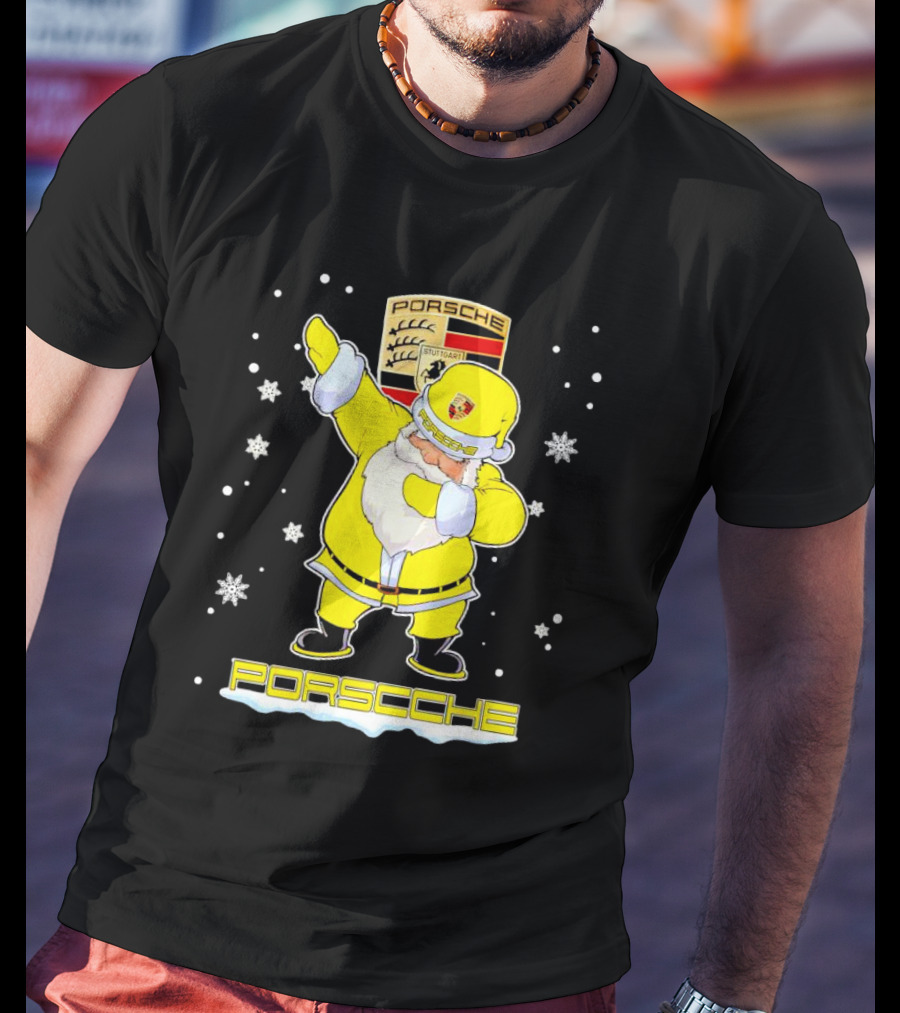 Porsche Santa Claus Dabbing Christmas Snowflakes T-Shirt