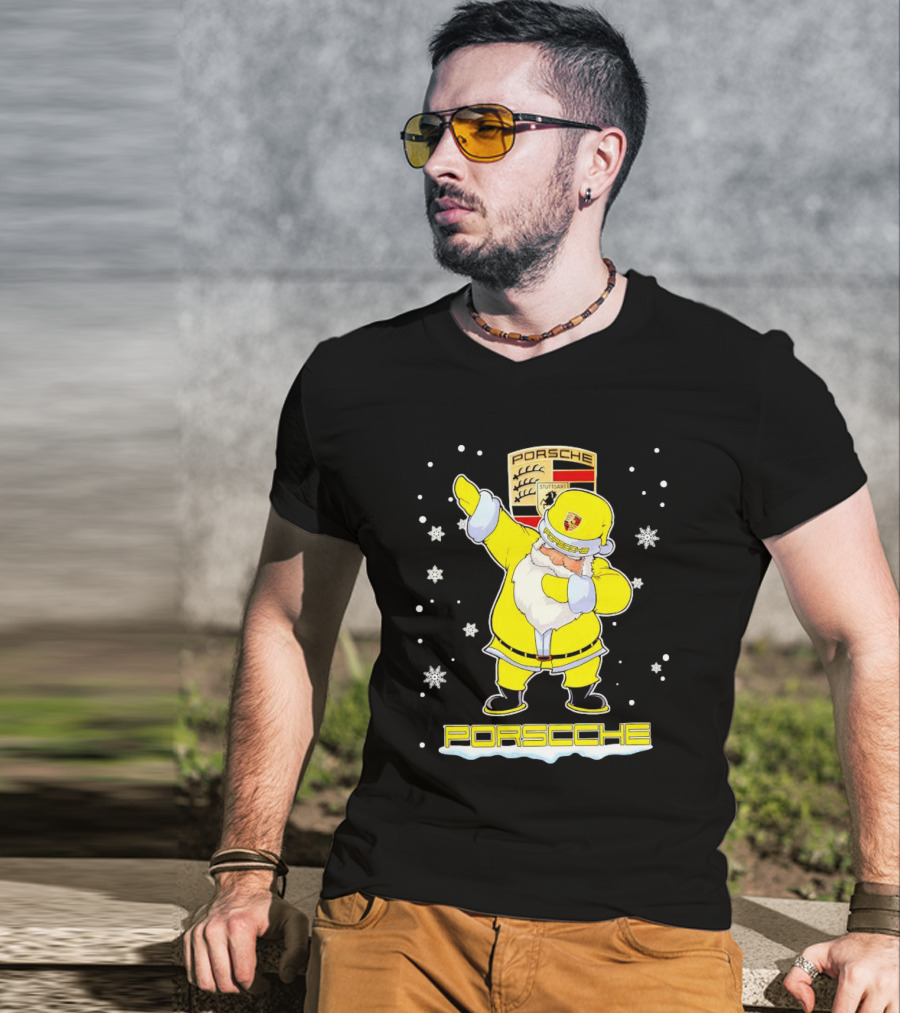 Porsche Santa Claus Dabbing Christmas Snowflakes T-Shirt