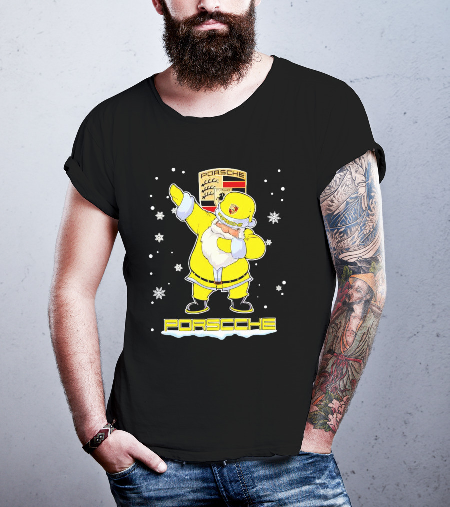 Porsche Santa Claus Dabbing Christmas Snowflakes T-Shirt