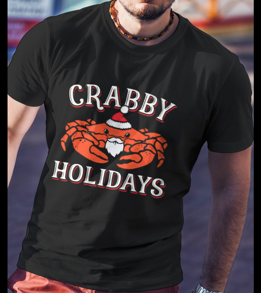 Crabby Holidays Santa Christmas Crab T-Shirt