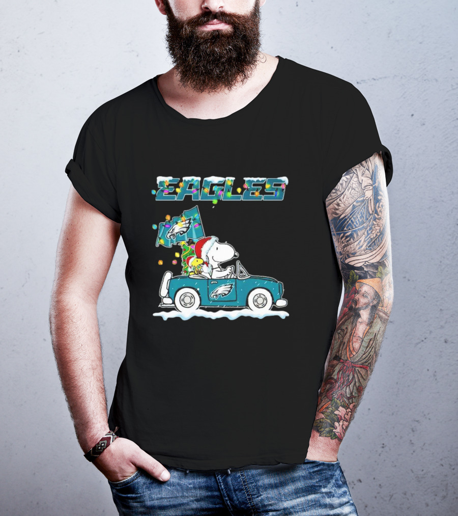 Eagles Snoopy Woodstock Christmas Driving Philadelphia Car T-Shirt