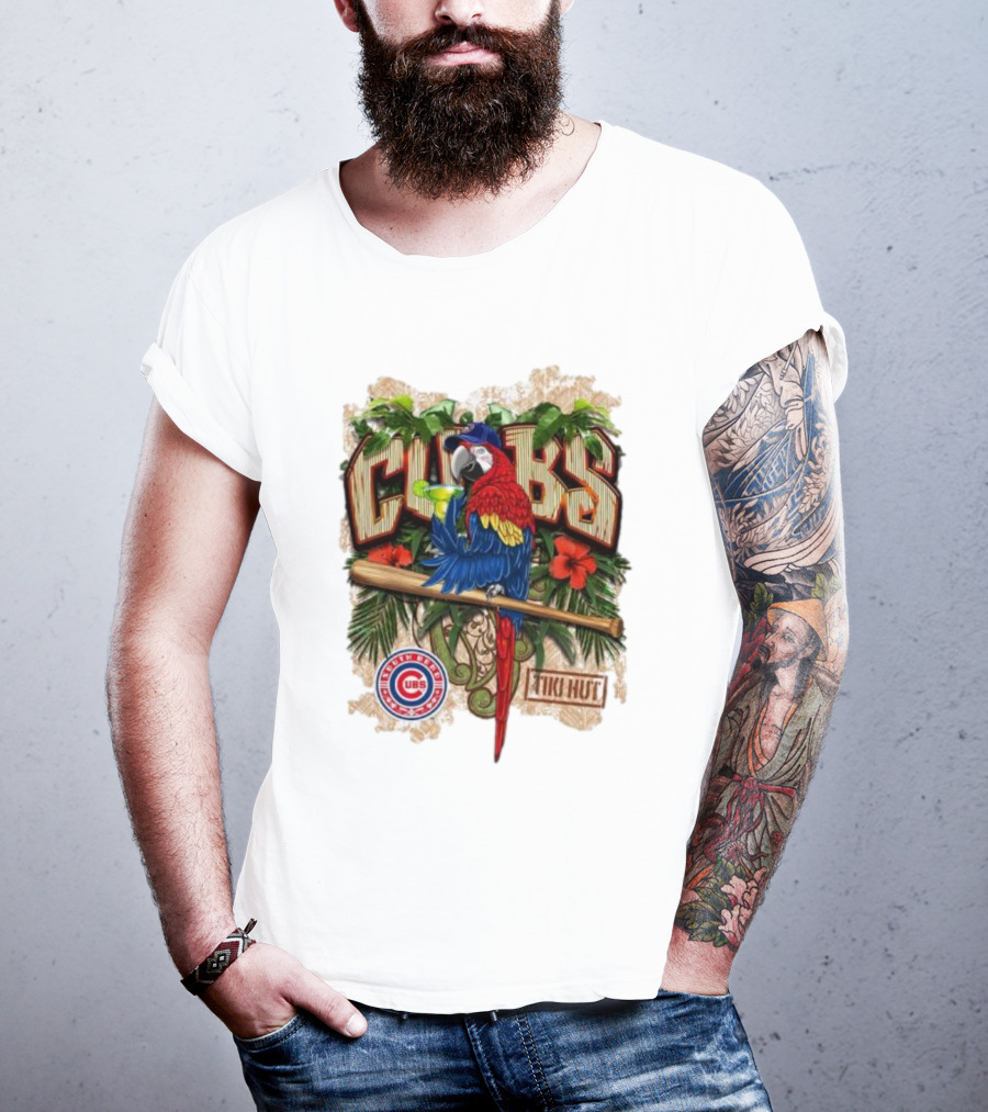 Cubs Parrot Tiki Hut South Bend Cubs Logo Tropical Baseball T-Shirt