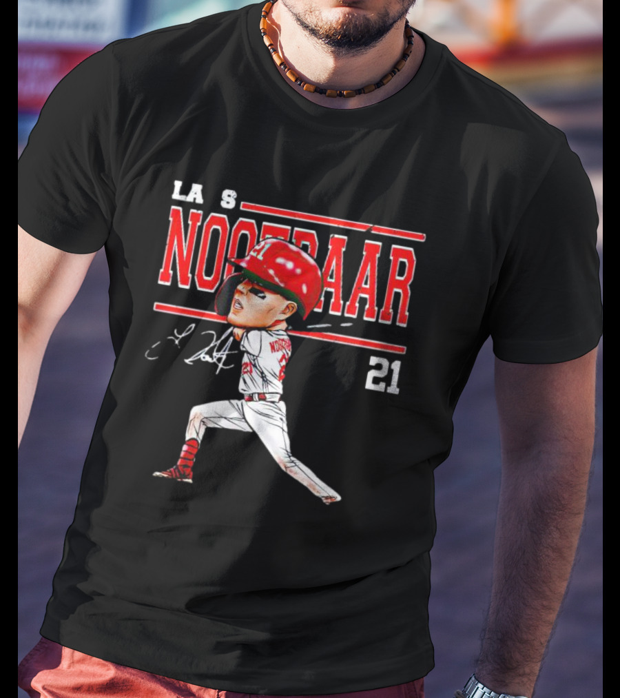 Lars Nootbaar St. Louis Baseball Cartoon Signature 21 T-Shirt