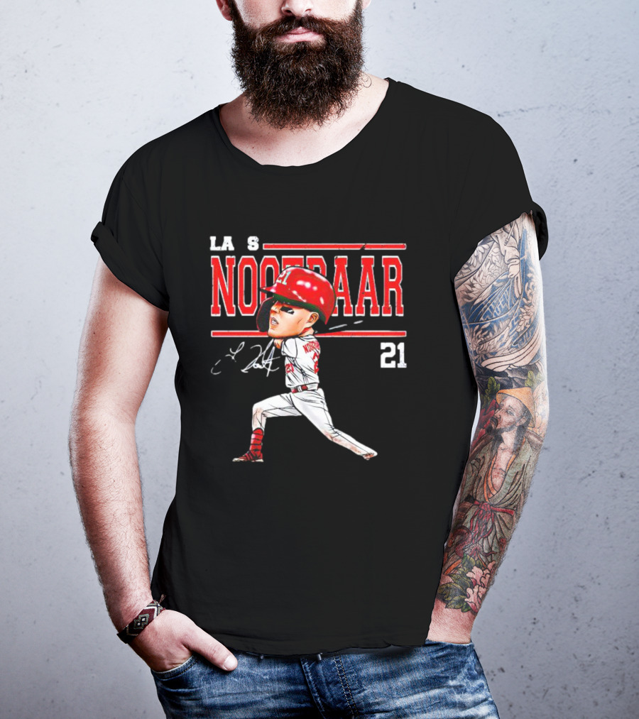 Lars Nootbaar St. Louis Baseball Cartoon Signature 21 T-Shirt