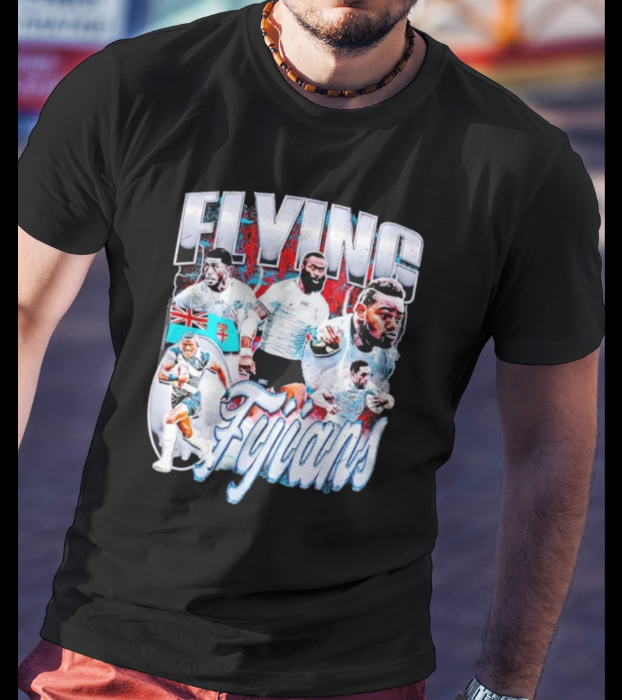 Flying Fijians Rugby Team Dynamic Tribute With Fiji Flag T-Shirt