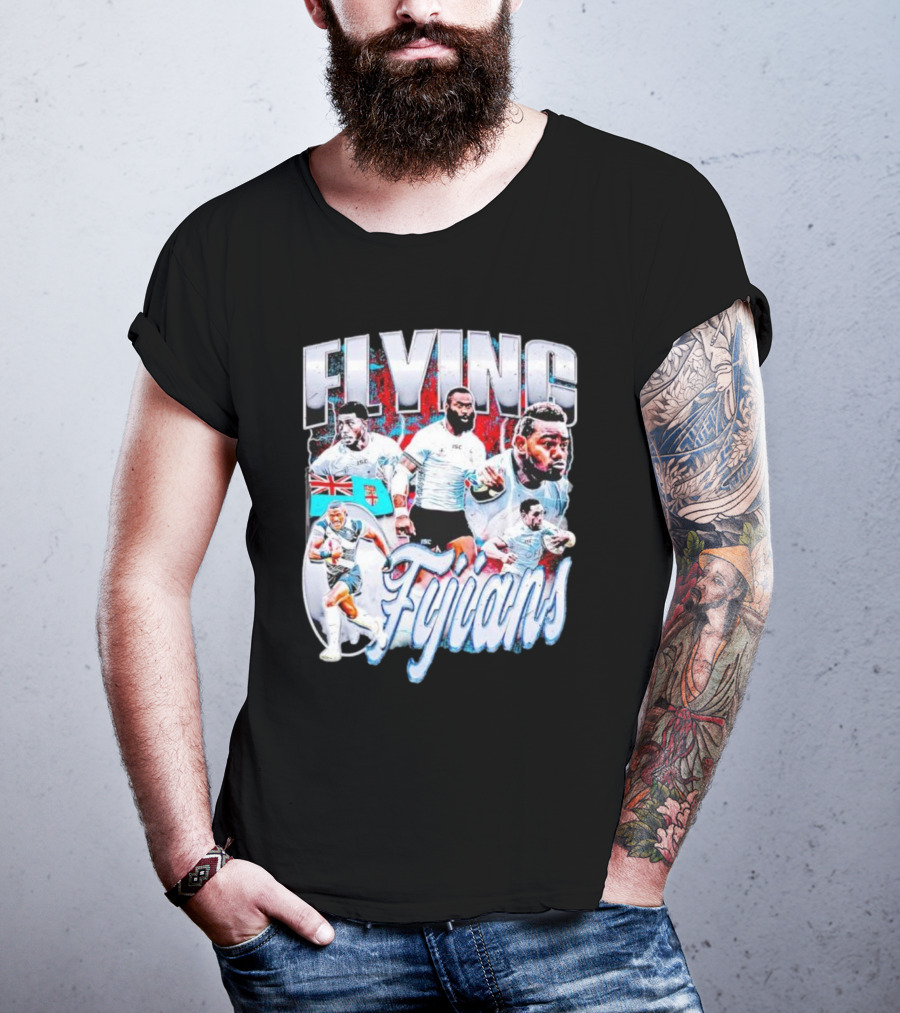 Flying Fijians Rugby Team Dynamic Tribute With Fiji Flag T-Shirt