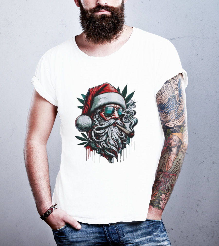 Santa Claus Smoking Weed Marijuana Christmas Holiday T-Shirt