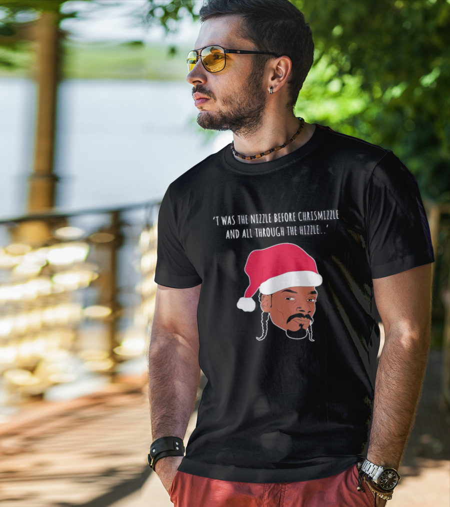 'Twas The Nizzle Before Chrismizzle Santa Drawing T-Shirt