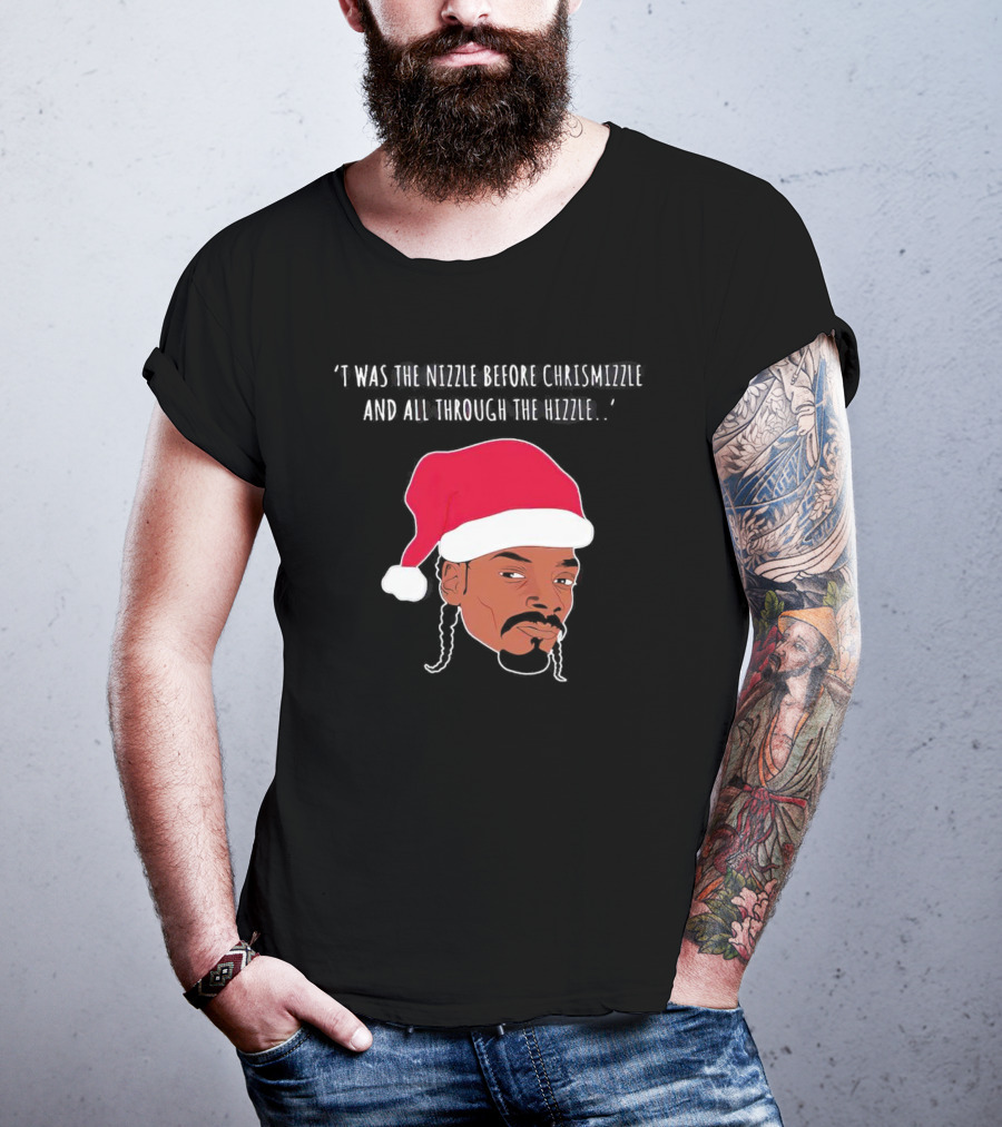 'Twas The Nizzle Before Chrismizzle Santa Drawing T-Shirt