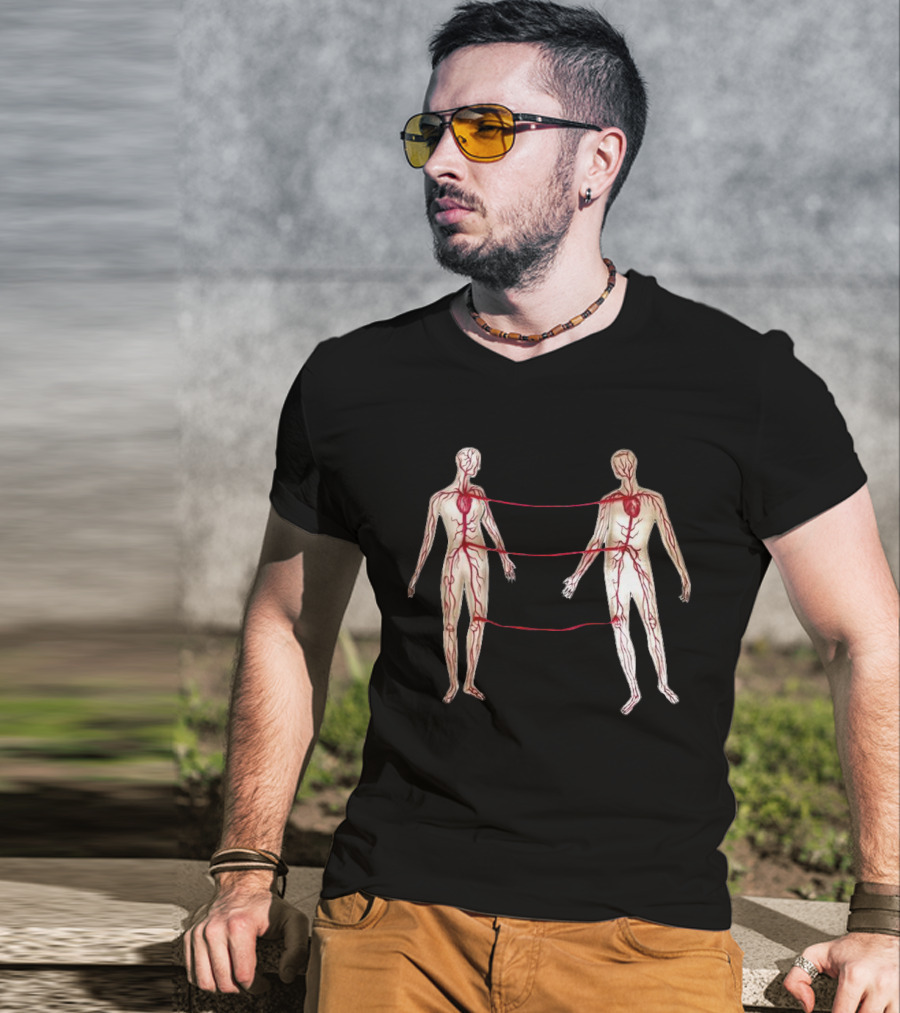 Vascular Diagram Heart Connection Between Two People T-Shirt