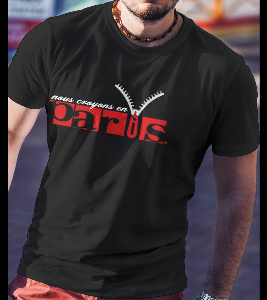 Nous Croyons En Paris Zipper Motif T-Shirt