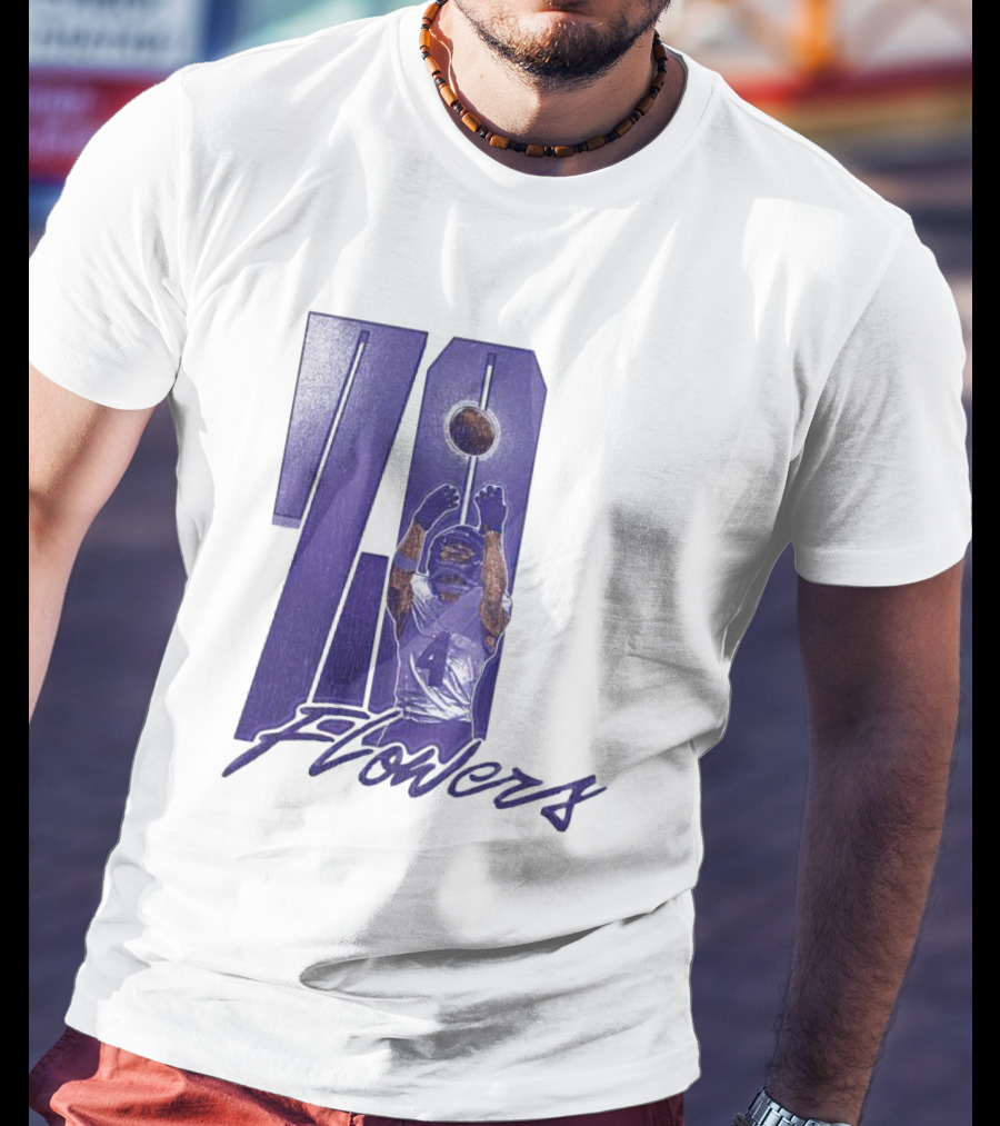 Zay Flowers Baltimore Football Catching Number 4 T-Shirt