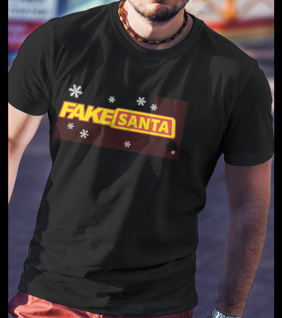 FAKE SANTA Logo With Snowflakes T-Shirt