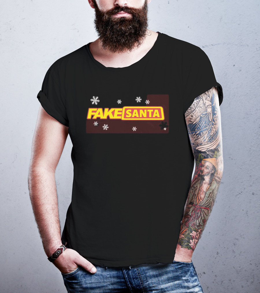 FAKE SANTA Logo With Snowflakes T-Shirt