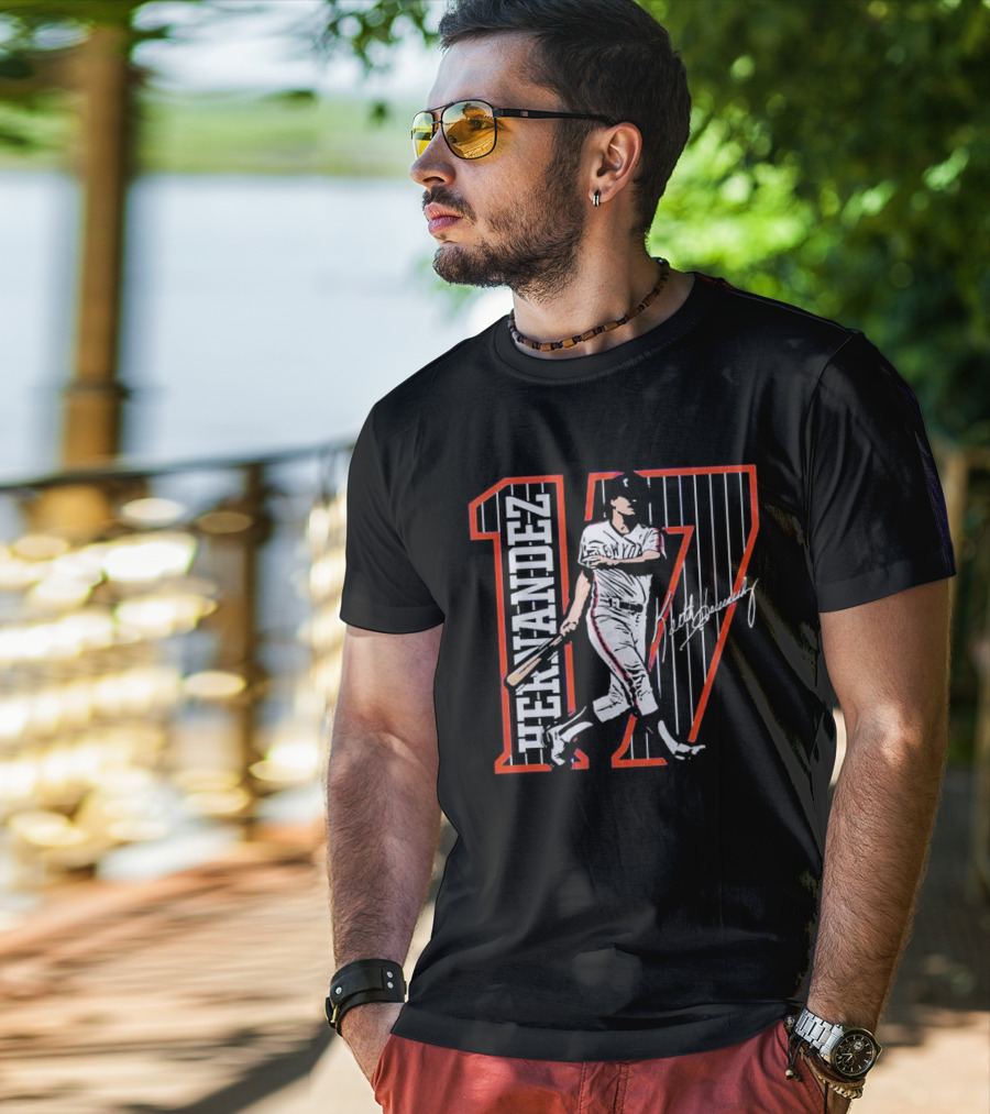 Hernandez 17 New York Signature Baseball Player T-Shirt