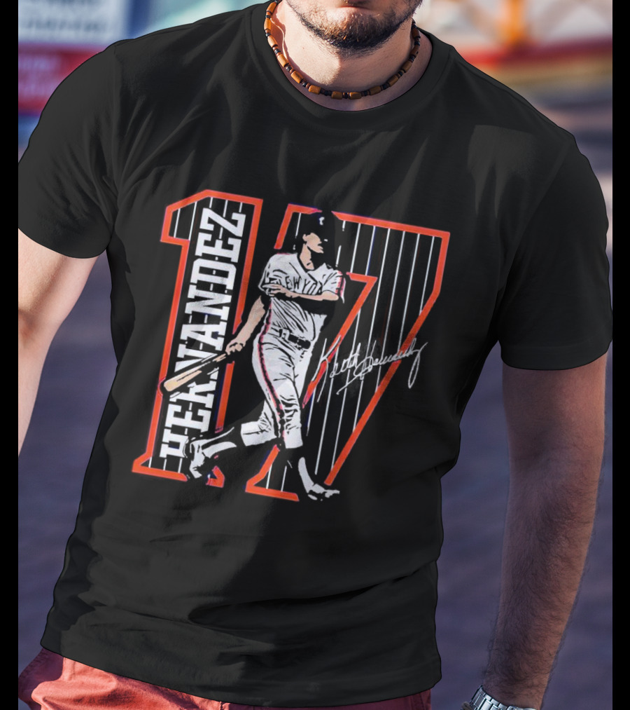 Hernandez 17 New York Signature Baseball Player T-Shirt